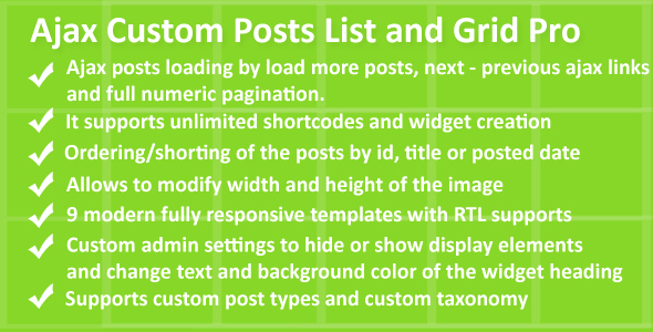 Ajax Custom Posts List And Grid Pro Preview Wordpress Plugin - Rating, Reviews, Demo & Download