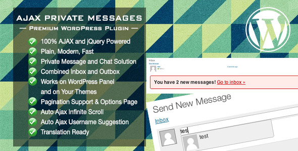 Ajax Private Messages WordPress Plugin Preview - Rating, Reviews, Demo & Download