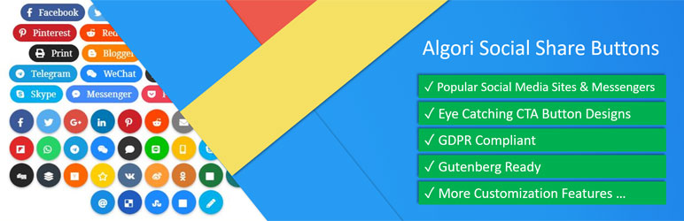 Algori Social Share Buttons Preview Wordpress Plugin - Rating, Reviews, Demo & Download