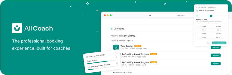 AllCoach – Coaching Management & Scheduling Preview Wordpress Plugin - Rating, Reviews, Demo & Download