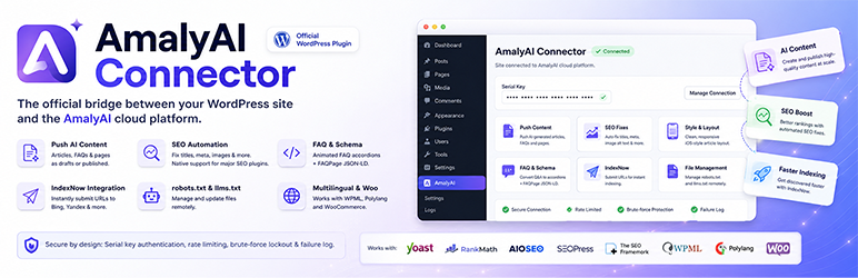 AmalyAI Connector Preview Wordpress Plugin - Rating, Reviews, Demo & Download