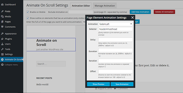 Animate On Scroll – Wordpress Plugin Preview - Rating, Reviews, Demo & Download