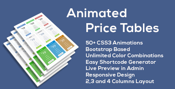 Animated Price Tables Preview Wordpress Plugin - Rating, Reviews, Demo & Download