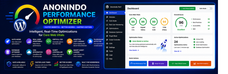 Anonindo Performance Optimizer Preview Wordpress Plugin - Rating, Reviews, Demo & Download