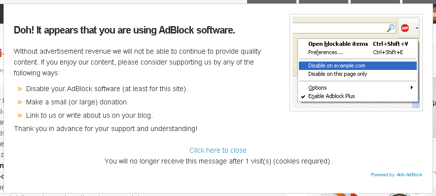 Anti-AdBlock Preview Wordpress Plugin - Rating, Reviews, Demo & Download