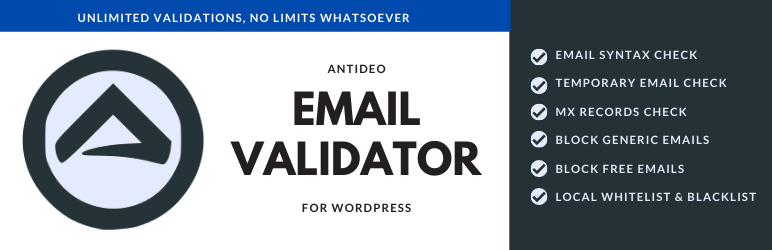Antideo Email Validator Preview Wordpress Plugin - Rating, Reviews, Demo & Download