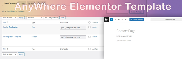 Anywhere Elementor Template By Shortcode Preview Wordpress Plugin - Rating, Reviews, Demo & Download
