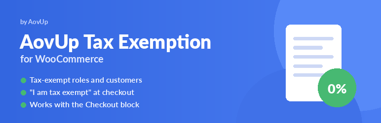 AovUp Tax Exemption For WooCommerce Preview Wordpress Plugin - Rating, Reviews, Demo & Download