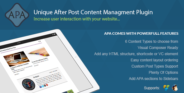 APA – After Post Content Managment Preview Wordpress Plugin - Rating, Reviews, Demo & Download