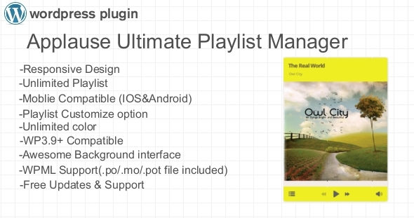 Applause Ultimate Playlist Manager WP Plugin Preview - Rating, Reviews, Demo & Download