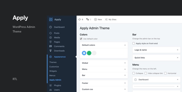 Apply – WordPress Admin Theme Preview - Rating, Reviews, Demo & Download