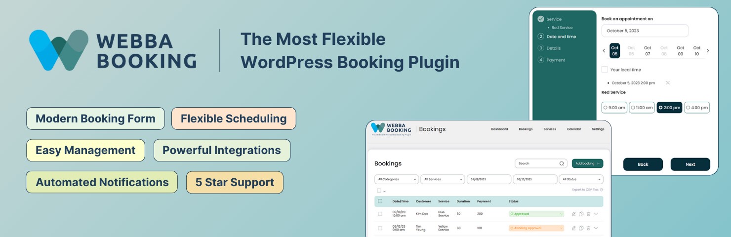 Appointment & Event Booking Calendar Plugin – Webba Booking Preview - Rating, Reviews, Demo & Download