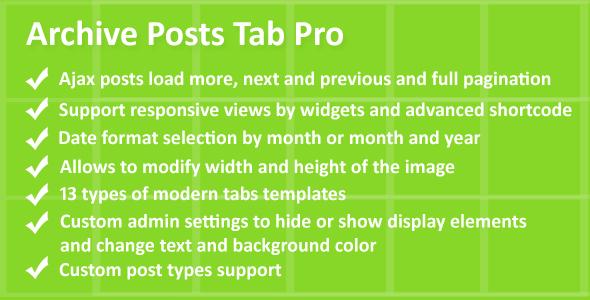 Archive Post Tabs Pro Preview Wordpress Plugin - Rating, Reviews, Demo & Download