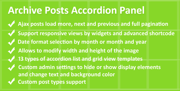 Archive Posts Accordion Panel Pro Preview Wordpress Plugin - Rating, Reviews, Demo & Download
