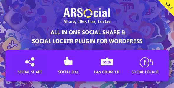 ARSocial – Social Share Buttons & Social Locker Plugin Preview - Rating, Reviews, Demo & Download
