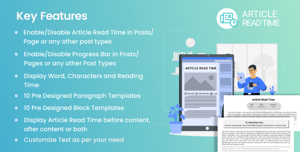 Article Read Time & Progress Bar Preview Wordpress Plugin - Rating, Reviews, Demo & Download