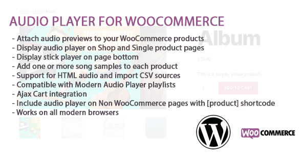 Audio Player For WooCommerce Preview Wordpress Plugin - Rating, Reviews, Demo & Download