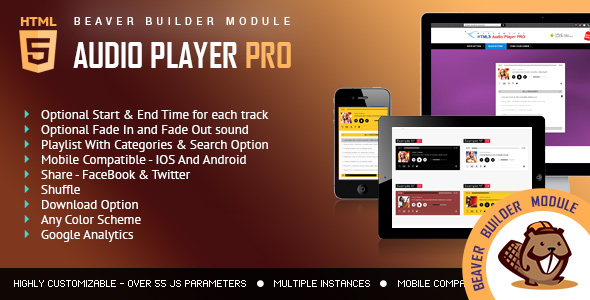 Audio Player PRO – Beaver Builder Module Preview Wordpress Plugin - Rating, Reviews, Demo & Download