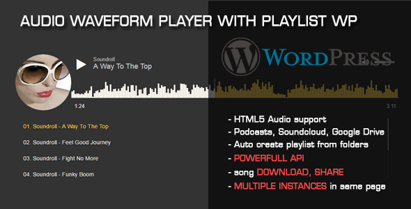 Audio Waveform Player With Playlist WP Plugin Preview - Rating, Reviews, Demo & Download
