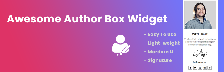 Awesome Author Box Widget Preview Wordpress Plugin - Rating, Reviews, Demo & Download