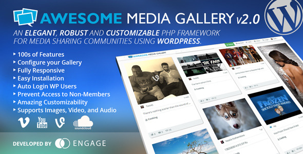 Awesome Media Gallery Wordpress Plugin Preview - Rating, Reviews, Demo & Download