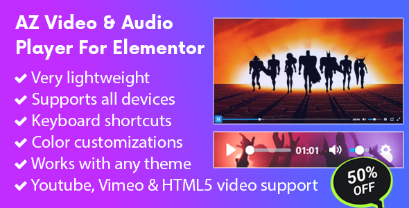 AZ Video And Audio Player Addon For Elementor Preview Wordpress Plugin - Rating, Reviews, Demo & Download