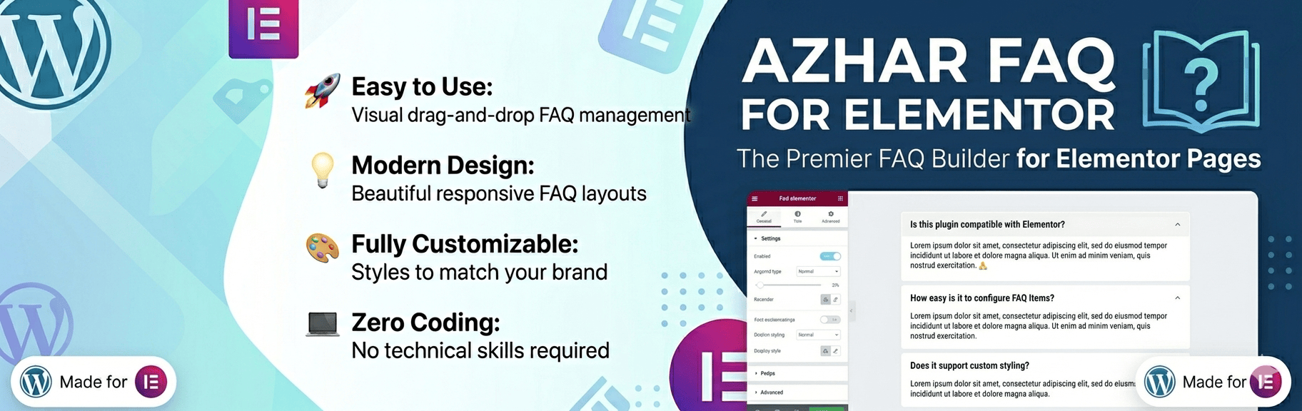 Azhar FAQ For Elementor Preview Wordpress Plugin - Rating, Reviews, Demo & Download