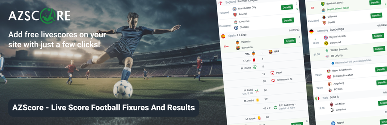 AZScore: Live Score And Football Fixures And Results Preview Wordpress Plugin - Rating, Reviews, Demo & Download
