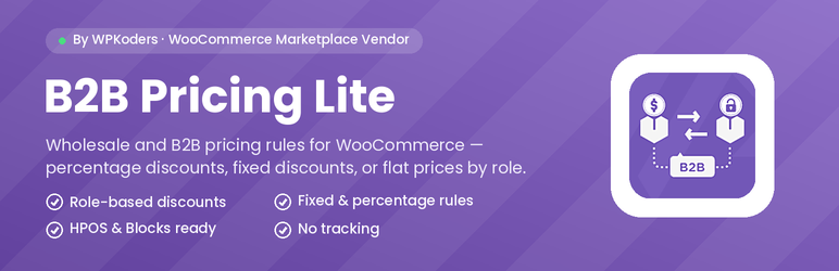 B2B Pricing Lite For WooCommerce Preview Wordpress Plugin - Rating, Reviews, Demo & Download