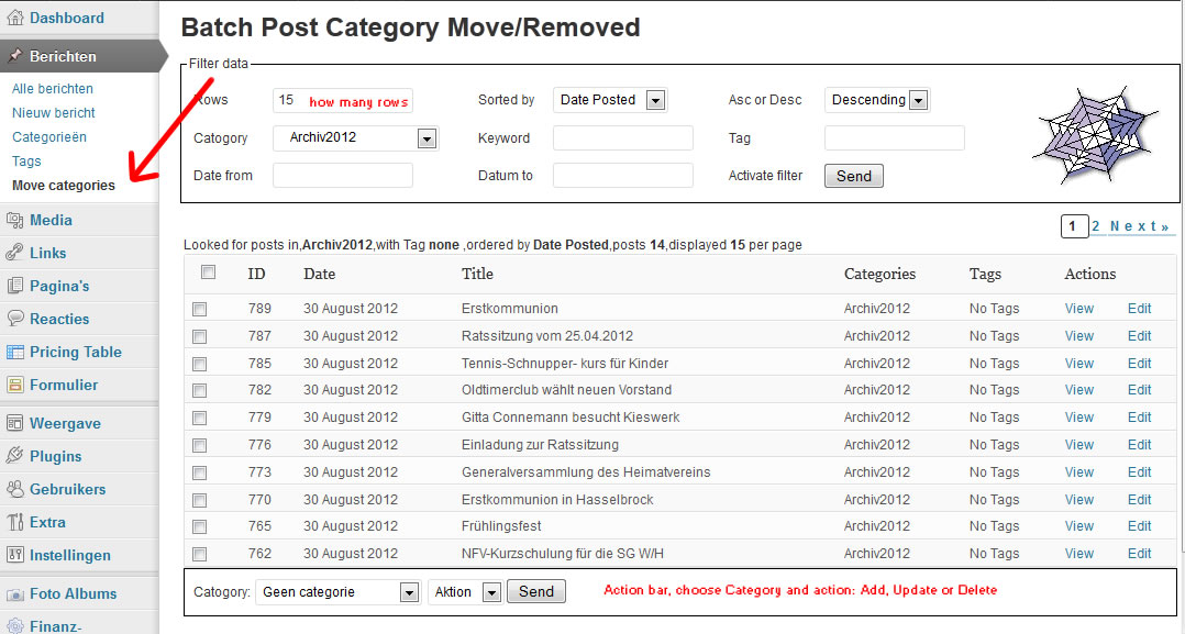 Batch-Move Posts Wp Plugin Preview - Rating, Reviews, Demo & Download