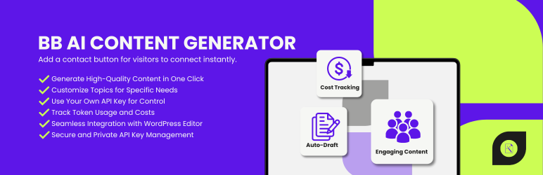 BB AI Content Generator Preview Wordpress Plugin - Rating, Reviews, Demo & Download