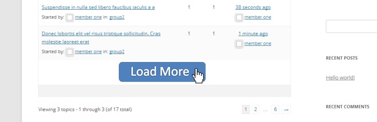 BbPress Load More Topics Preview Wordpress Plugin - Rating, Reviews, Demo & Download