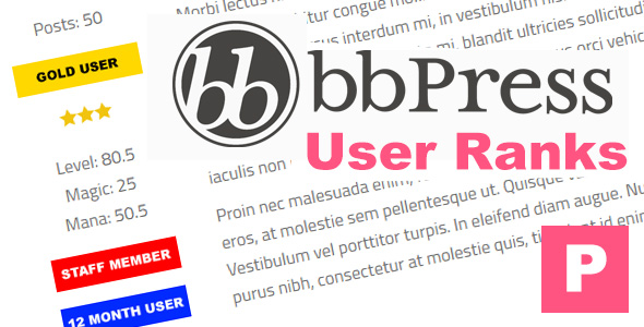 BbPress User Ranks Preview Wordpress Plugin - Rating, Reviews, Demo & Download