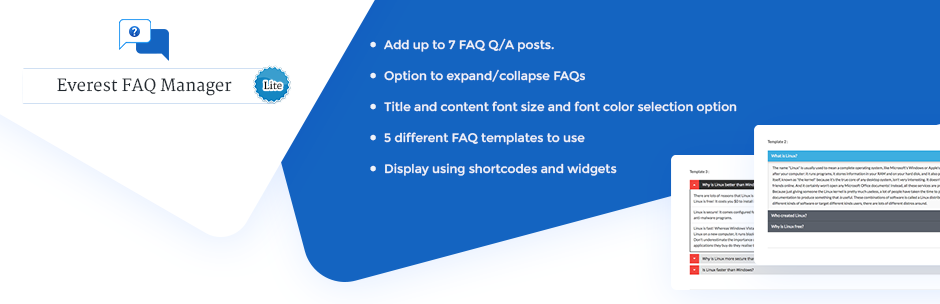 Beautiful FAQ Plugin For WordPress – Everest FAQ Manager Lite Preview - Rating, Reviews, Demo & Download