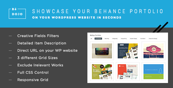BeDojo – Behance Works WordPress Portfolio Plugin Preview - Rating, Reviews, Demo & Download