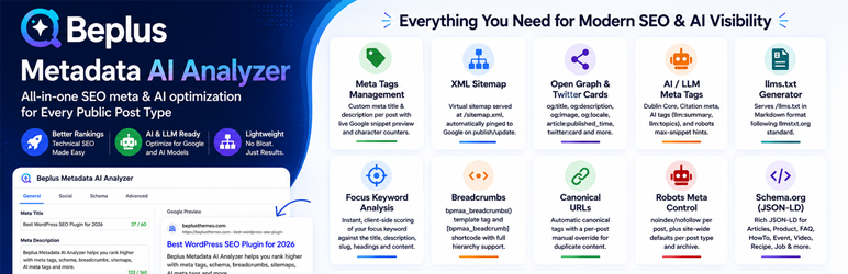 Beplus Metadata AI Analyzer Preview Wordpress Plugin - Rating, Reviews, Demo & Download
