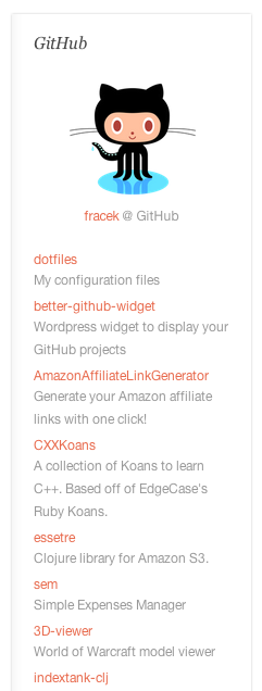 Better GitHub Widget Preview Wordpress Plugin - Rating, Reviews, Demo & Download