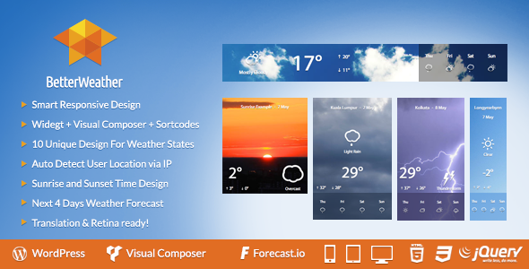 Better Weather – WordPress And Visual Composer Widget Preview - Rating, Reviews, Demo & Download
