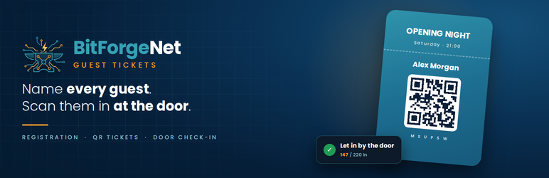 BitForgeNet Guest Tickets And Door Check-in Preview Wordpress Plugin - Rating, Reviews, Demo & Download