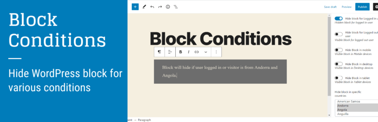 Block Conditions – Hide WordPress Block For Various Conditions Preview - Rating, Reviews, Demo & Download