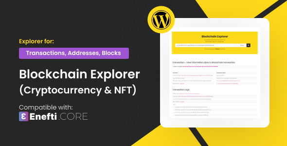 Blockchain Explorer (CryptoCurrency & NFT) Preview Wordpress Plugin - Rating, Reviews, Demo & Download