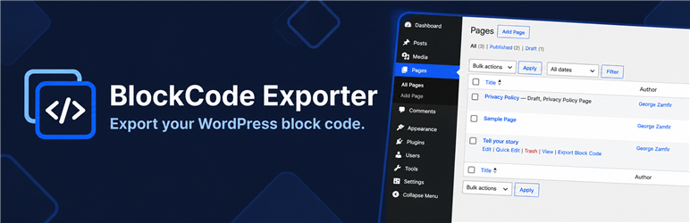 BlockCode Exporter Preview Wordpress Plugin - Rating, Reviews, Demo & Download