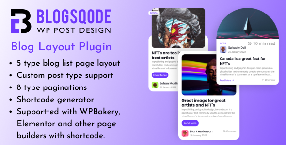 Blogsqode – Blog Design Plugin for Wordpress Preview - Rating, Reviews, Demo & Download