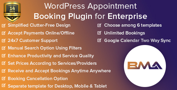 BMA – WordPress Appointment Booking Plugin For Enterprise Preview - Rating, Reviews, Demo & Download