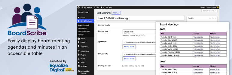 BoardScribe – Accessible Board Meeting Agendas And Minutes Preview Wordpress Plugin - Rating, Reviews, Demo & Download