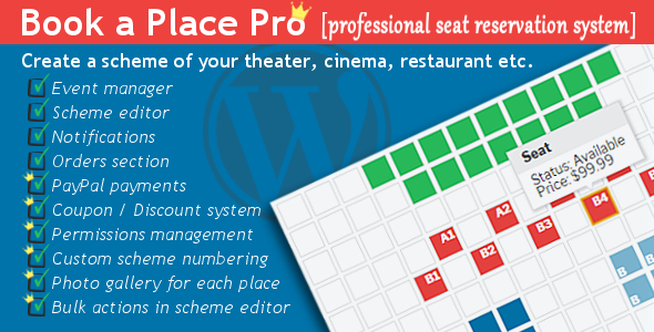 Book A Place Pro – Wordpress Plugin Preview - Rating, Reviews, Demo & Download