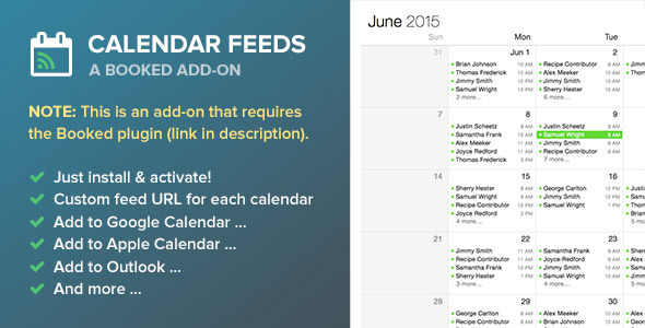 Booked Calendar Feeds (Add-On) Preview Wordpress Plugin - Rating, Reviews, Demo & Download
