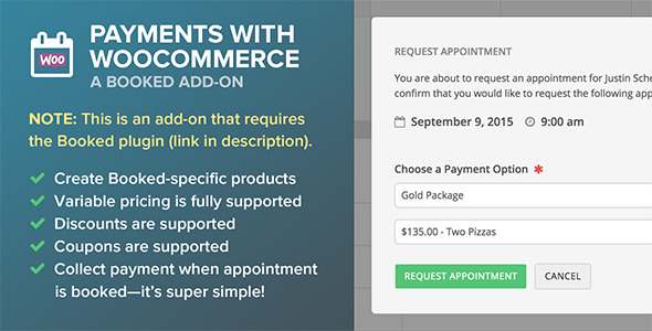 Booked Payments With WooCommerce (Add-On) Preview Wordpress Plugin - Rating, Reviews, Demo & Download