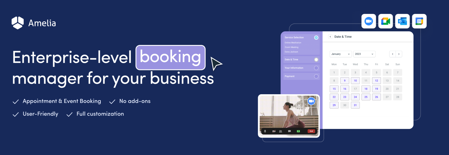 Booking For Appointments And Events Calendar – Amelia Preview Wordpress Plugin - Rating, Reviews, Demo & Download
