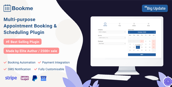 Bookme – WordPress Appointment Booking Scheduling Plugin Preview - Rating, Reviews, Demo & Download